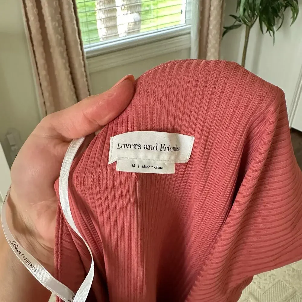 Lovers And Friends Charlie Ribbed Knit One Shoulder Jumpsuit Mauve Pink M - Picture 11 of 12